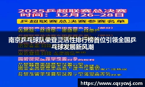 南京乒乓球队荣登灵活性排行榜首位引领全国乒乓球发展新风潮